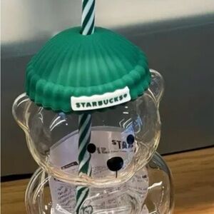 Starbucks Clear Bear Cup with Green Lid